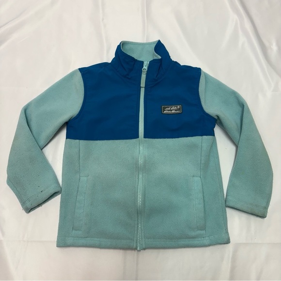 2/$20 Eddie Bauer Girl XS Light Blue Fleece Full Zip Jacket Coat Sweater Warm - Picture 1 of 7